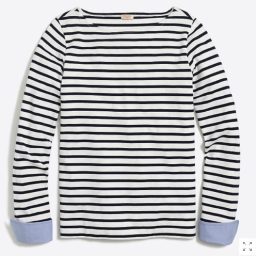 J. Crew Cuffed Striped Boatneck Shirt